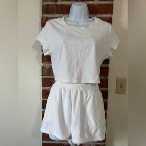 NWT Aerie High Waist White Top and Shorts Set